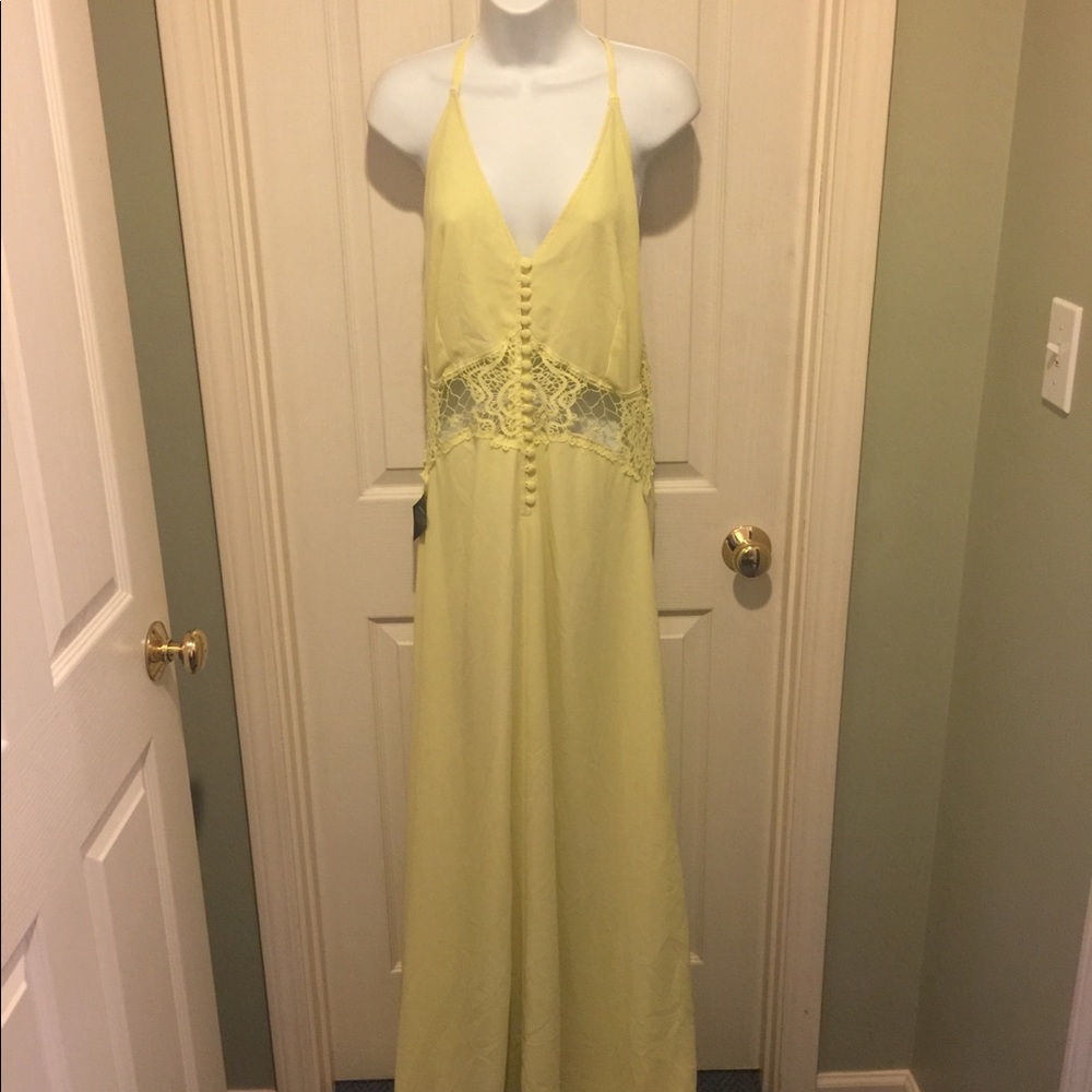JARLO Sz Lg Lemon V-Neck T-Back Cami Button Maxi